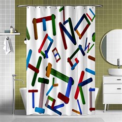 Colorful Letters From Wood Ice Cream Stick Isolated On White Background Shower Curtain 48  X 72  (small)  by Simbadda