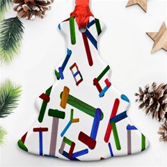 Colorful Letters From Wood Ice Cream Stick Isolated On White Background Christmas Tree Ornament (two Sides) by Simbadda