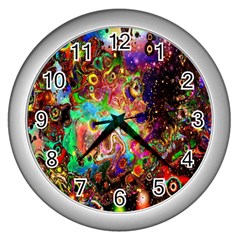 Alien World Digital Computer Graphic Wall Clocks (silver)  by Simbadda