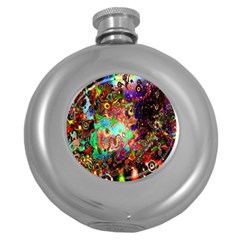 Alien World Digital Computer Graphic Round Hip Flask (5 Oz) by Simbadda