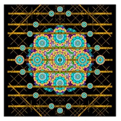 Gold Silver And Bloom Mandala Large Satin Scarf (square) by pepitasart