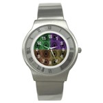 Creative Digital Pattern Computer Graphic Stainless Steel Watch Front