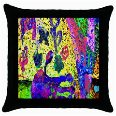 Grunge Abstract Yellow Hand Grunge Effect Layered Images Of Texture And Pattern In Yellow White Black Throw Pillow Case (black) by Simbadda