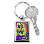 Grunge Abstract Yellow Hand Grunge Effect Layered Images Of Texture And Pattern In Yellow White Black Key Chains (Rectangle)  Front