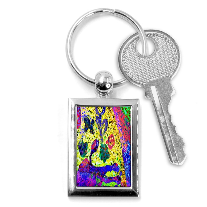 Grunge Abstract Yellow Hand Grunge Effect Layered Images Of Texture And Pattern In Yellow White Black Key Chains (Rectangle) 