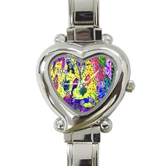 Grunge Abstract Yellow Hand Grunge Effect Layered Images Of Texture And Pattern In Yellow White Black Heart Italian Charm Watch by Simbadda