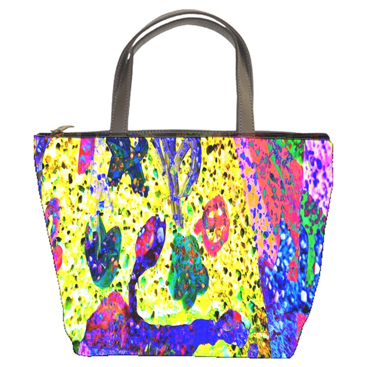 Grunge Abstract Yellow Hand Grunge Effect Layered Images Of Texture And Pattern In Yellow White Black Bucket Bags