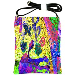 Grunge Abstract Yellow Hand Grunge Effect Layered Images Of Texture And Pattern In Yellow White Black Shoulder Sling Bags by Simbadda