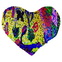 Grunge Abstract Yellow Hand Grunge Effect Layered Images Of Texture And Pattern In Yellow White Black Large 19  Premium Flano Heart Shape Cushions