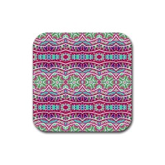 Colorful Seamless Background With Floral Elements Rubber Coaster (square)  by Simbadda