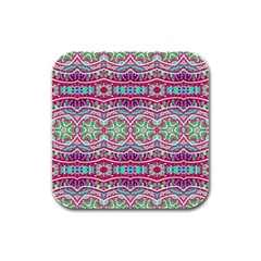 Colorful Seamless Background With Floral Elements Rubber Square Coaster (4 Pack)  by Simbadda