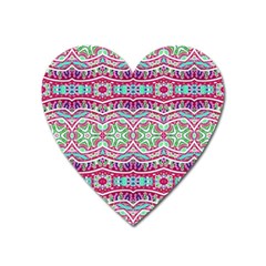 Colorful Seamless Background With Floral Elements Heart Magnet by Simbadda