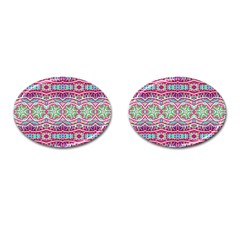 Colorful Seamless Background With Floral Elements Cufflinks (oval) by Simbadda