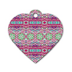 Colorful Seamless Background With Floral Elements Dog Tag Heart (one Side) by Simbadda