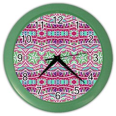 Colorful Seamless Background With Floral Elements Color Wall Clocks by Simbadda