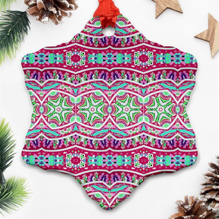 Colorful Seamless Background With Floral Elements Snowflake Ornament (Two Sides)