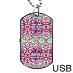 Colorful Seamless Background With Floral Elements Dog Tag Usb Flash (one Side) by Simbadda