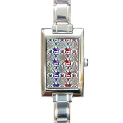 Digital Patterned Ornament Computer Graphic Rectangle Italian Charm Watch by Simbadda