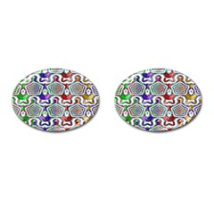 Digital Patterned Ornament Computer Graphic Cufflinks (oval) by Simbadda