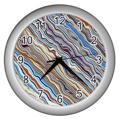 Fractal Waves Background Wallpaper Pattern Wall Clocks (silver)  by Simbadda