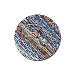 Fractal Waves Background Wallpaper Pattern Rubber Coaster (round)  by Simbadda