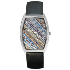 Fractal Waves Background Wallpaper Pattern Barrel Style Metal Watch by Simbadda