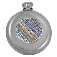 Fractal Waves Background Wallpaper Pattern Round Hip Flask (5 Oz) by Simbadda