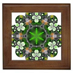 Green Flower In Kaleidoscope Framed Tiles by Simbadda