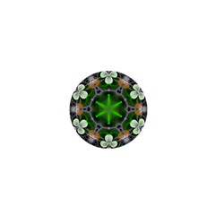 Green Flower In Kaleidoscope 1  Mini Buttons by Simbadda