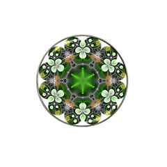 Green Flower In Kaleidoscope Hat Clip Ball Marker (4 Pack) by Simbadda