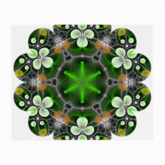 Green Flower In Kaleidoscope Small Glasses Cloth by Simbadda