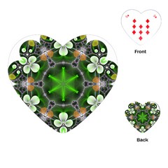 Green Flower In Kaleidoscope Playing Cards (heart)  by Simbadda