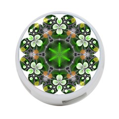 Green Flower In Kaleidoscope 4-port Usb Hub (one Side) by Simbadda