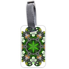 Green Flower In Kaleidoscope Luggage Tags (one Side)  by Simbadda