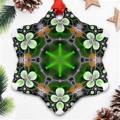 Green Flower In Kaleidoscope Ornament (snowflake) by Simbadda