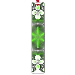 Green Flower In Kaleidoscope Large Book Marks by Simbadda