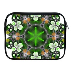 Green Flower In Kaleidoscope Apple Ipad 2/3/4 Zipper Cases by Simbadda