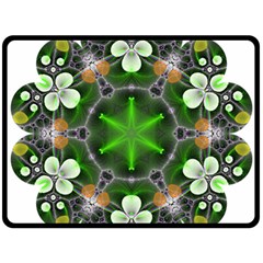 Green Flower In Kaleidoscope Double Sided Fleece Blanket (large)  by Simbadda