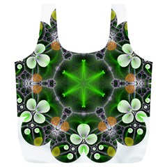 Green Flower In Kaleidoscope Full Print Recycle Bags (l)  by Simbadda