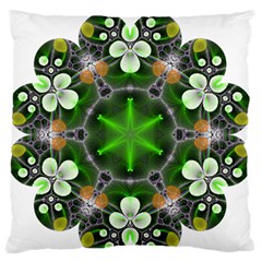 Green Flower In Kaleidoscope Large Flano Cushion Case (two Sides) by Simbadda