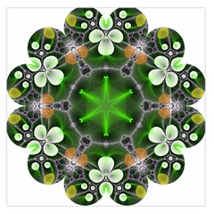 Green Flower In Kaleidoscope Large Satin Scarf (square) by Simbadda