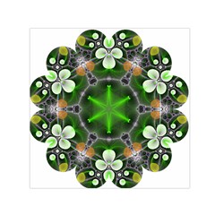 Green Flower In Kaleidoscope Small Satin Scarf (square) by Simbadda