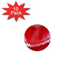 Red Fractal Wavy Heart 1  Mini Buttons (10 Pack)  by Simbadda