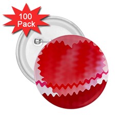 Red Fractal Wavy Heart 2 25  Buttons (100 Pack)  by Simbadda