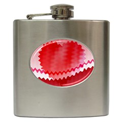 Red Fractal Wavy Heart Hip Flask (6 Oz) by Simbadda