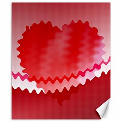 Red Fractal Wavy Heart Canvas 8  X 10  by Simbadda