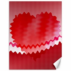 Red Fractal Wavy Heart Canvas 12  X 16   by Simbadda