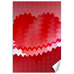 Red Fractal Wavy Heart Canvas 20  X 30   by Simbadda