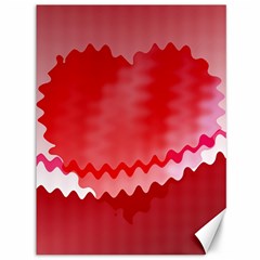 Red Fractal Wavy Heart Canvas 36  X 48   by Simbadda