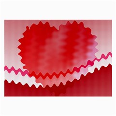 Red Fractal Wavy Heart Large Glasses Cloth (2-side) by Simbadda